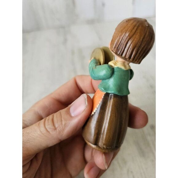 Anri girl cymbal band‎ wooden drums vintage Victorian pink figurine - Picture 4 of 8